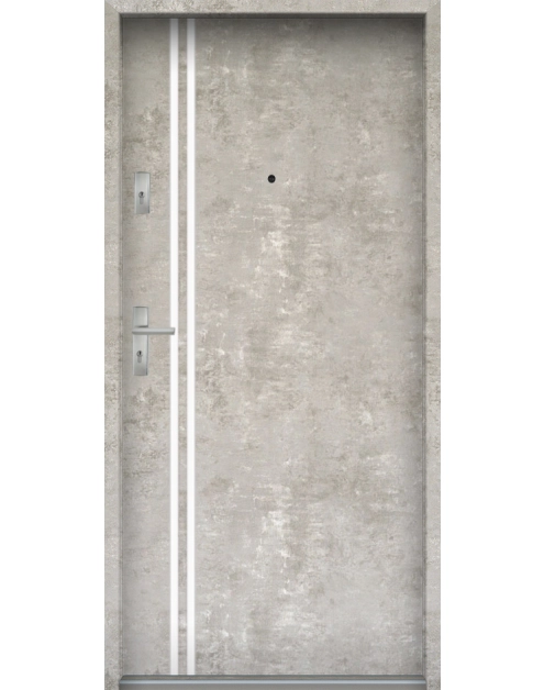 Zdjęcie: Drzwi wejściowe do mieszkań Bastion L-03 Beton naturalny 80 cm prawe ODP KR CENTER