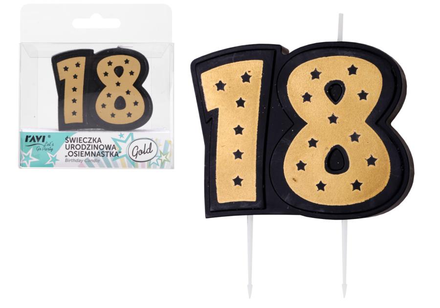 Zdjęcie: Świeczka urodzinowa Osiemnastka 72047 Gold RAVI