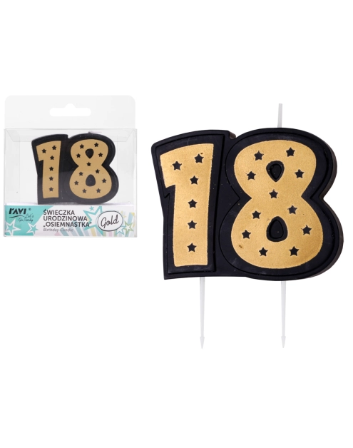 Zdjęcie: Świeczka urodzinowa Osiemnastka 72047 Gold RAVI