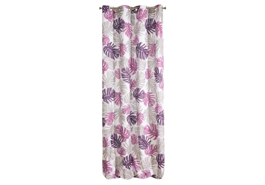 Zdjęcie: Zasłona Maura 140x250 cm biało-fioletowa na przelotkach EUROFIRANY