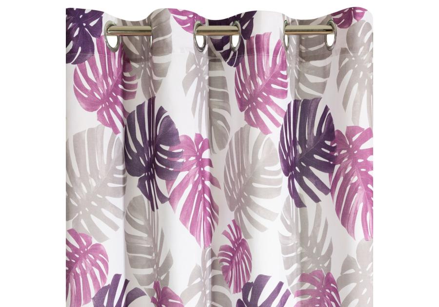 Zdjęcie: Zasłona Maura 140x250 cm biało-fioletowa na przelotkach EUROFIRANY