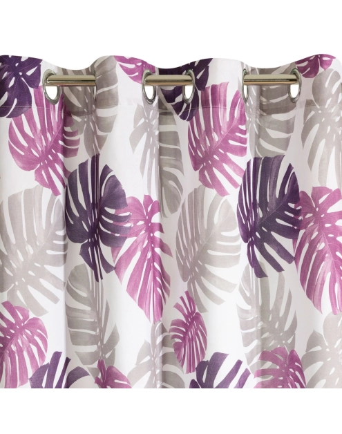Zdjęcie: Zasłona Maura 140x250 cm biało-fioletowa na przelotkach EUROFIRANY
