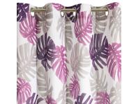 Zdjęcie: Zasłona Maura 140x250 cm biało-fioletowa na przelotkach EUROFIRANY