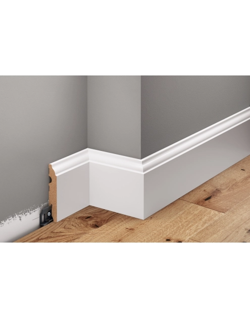 Zdjęcie: Listwa przypodłogowa MDF Biały RAL 9003 okleina półmat 5,8x1,4 cm kwadrat 220 cm CEZAR