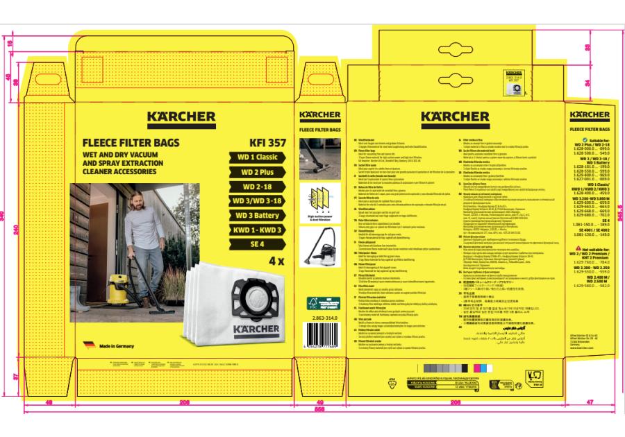 Zdjęcie: Worki filtracyjne flizelinowe WD 2 Plus/ WD 3 - 4 szt. KARCHER