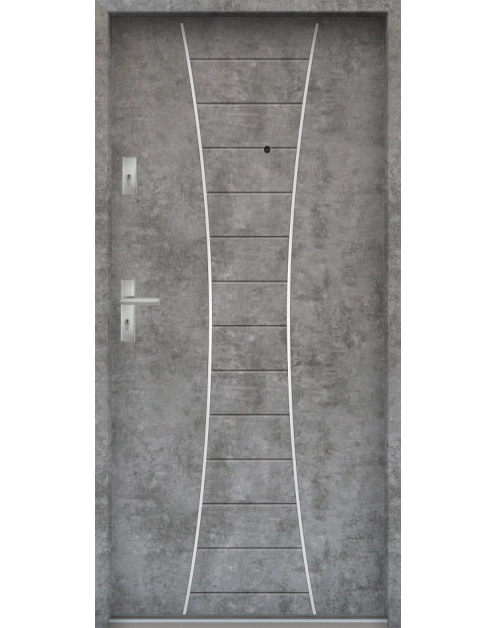 Zdjęcie: Drzwi wejściowe do mieszkań Bastion R-63 Beton srebrny 80 cm prawe ODR KR CENTER