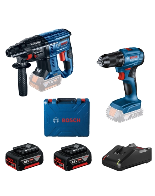 Zdjęcie: Wiertarko-wkrętarka + Młotowiertarka akumulatorowa 18V 2x4Ah GSR185 GBH180 zestaw BOSCH PROFESSIONAL