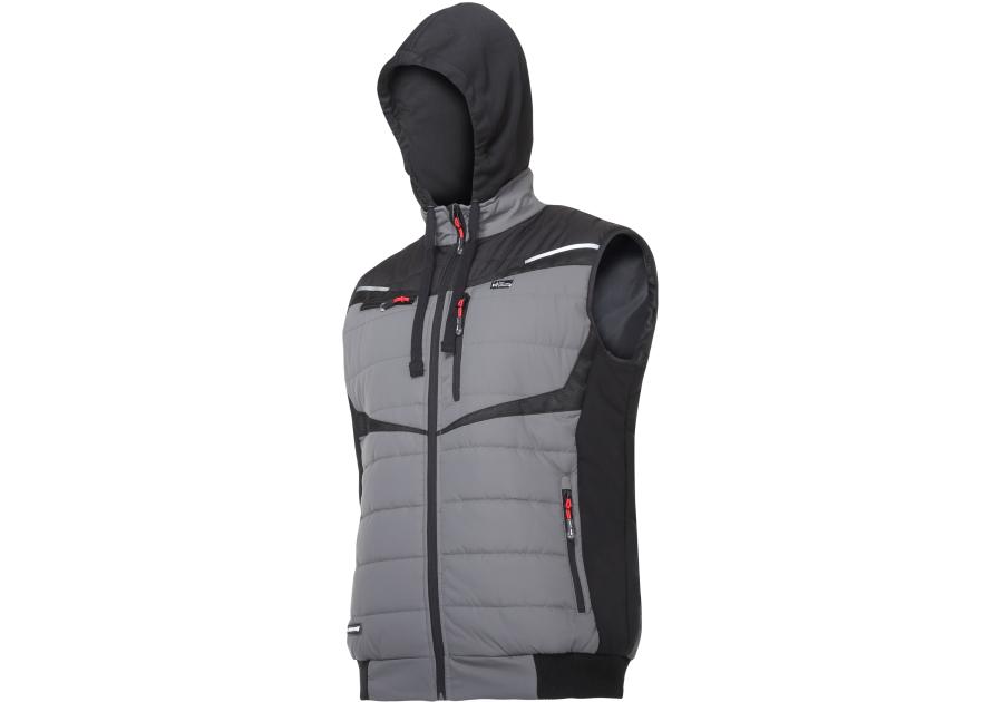 Zdjęcie: Bezrękawnik ocieplany z kapturem szaro-czarny, M, CE, LAHTI PRO