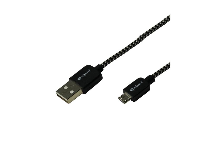 Zdjęcie: Przewód plecionka czrno-biała USB - microUSB 1m, opakowanie blistr DPM SOLID