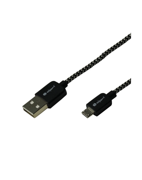 Zdjęcie: Przewód plecionka czrno-biała USB - microUSB 1m, opakowanie blistr DPM SOLID