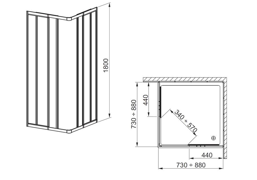 Zdjęcie: Kabina narożna Variabel 90x90x180 cm srebrny pleksa KFA