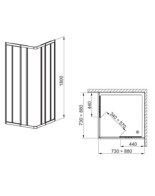 Zdjęcie: Kabina narożna Variabel 90x90x180 cm srebrny pleksa KFA