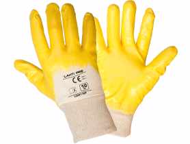 Rękawice nitrylowe żółto-białe, 12 par, 10, CE, LAHTI PRO