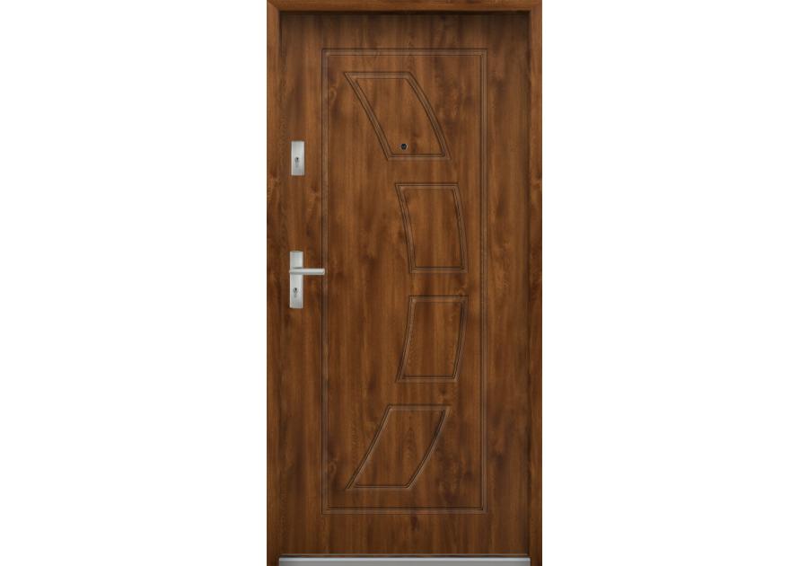 Zdjęcie: Drzwi wejściowe do mieszkań Bastion T-17 Dąb złoty 90 cm prawe ODR KR CENTER