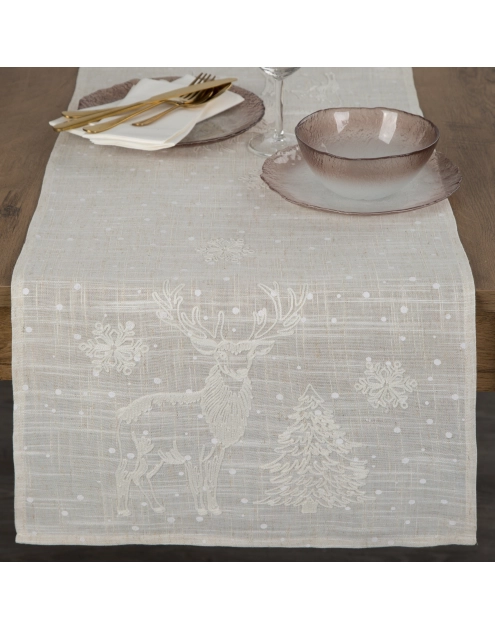 Zdjęcie: Bieżnik świąteczny 85x85 cm beżowy EUROFIRANY