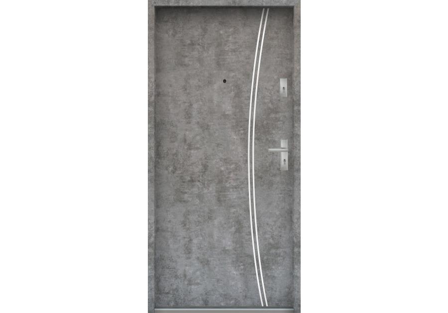 Zdjęcie: Drzwi wejściowe do mieszkań Bastion R-61 Beton srebrny 80 cm lewe OSPŁ KR CENTER