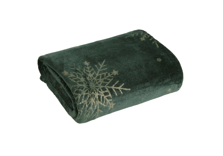 Zdjęcie: Koc świąrteczny typu Flano 150x200 cm ciemnozielono-złoty EUROFIRANY
