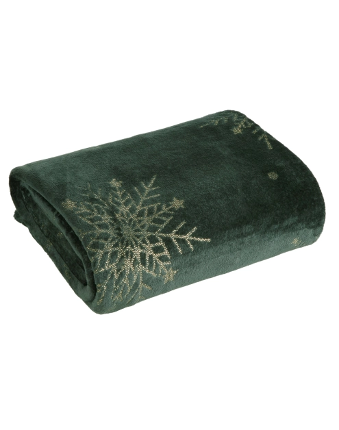 Zdjęcie: Koc świąrteczny typu Flano 150x200 cm ciemnozielono-złoty EUROFIRANY