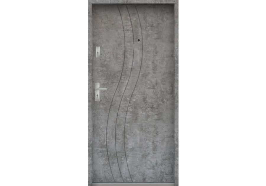Zdjęcie: Drzwi wejściowe do mieszkań Bastion N-07 Beton srebrny 90 cm prawe OSPŁ KR CENTER
