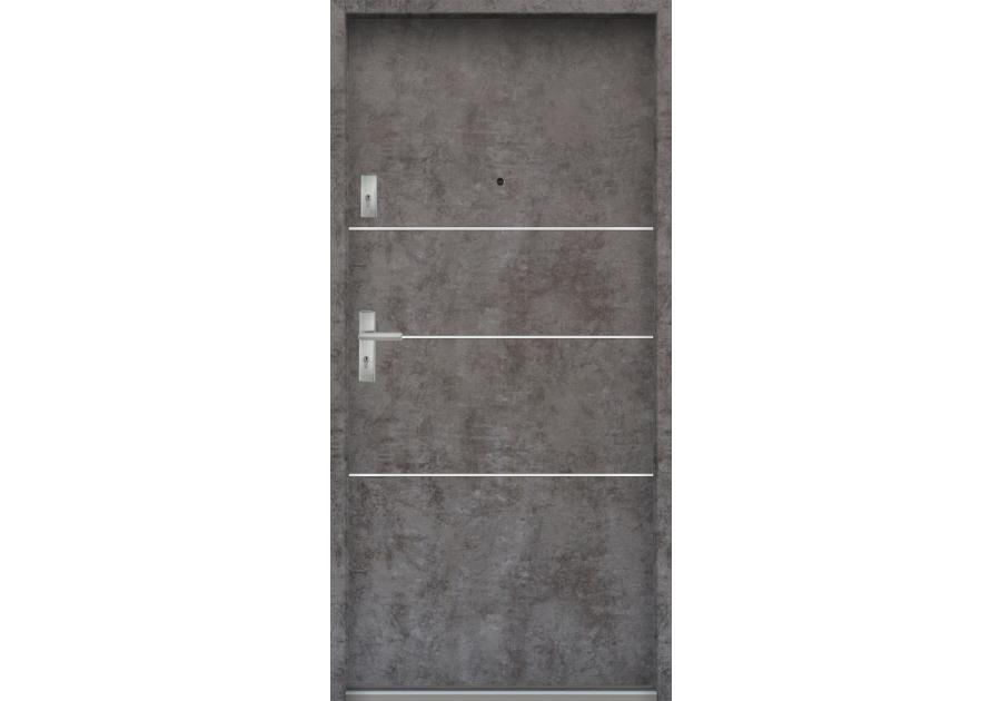 Zdjęcie: Drzwi wejściowe do mieszkań Bastion A-66 Beton ołówkowy 90 cm prawe ODO KR CENTER