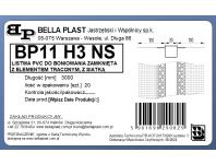 Zdjęcie: Listwa do boniowania PVC z siatką, zamknięta z elementem traconym BP11 H3NS L300 biała BELLA PLAST