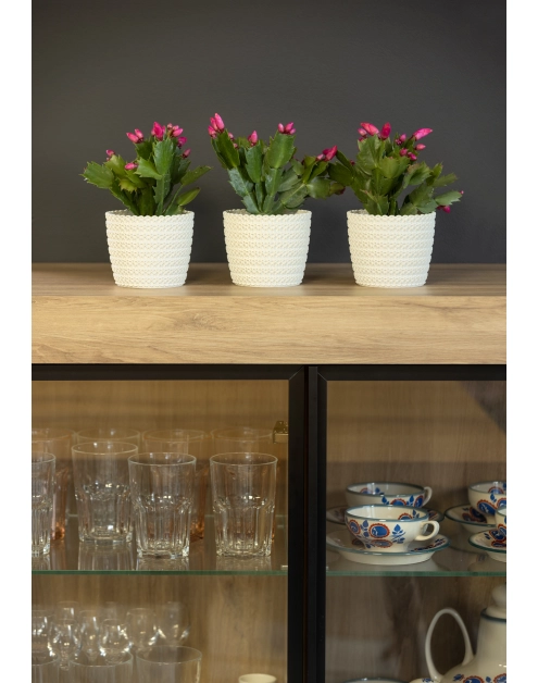 Zdjęcie: Osłonka-doniczka Magnolia 140 mm jersey, biały LAMELA