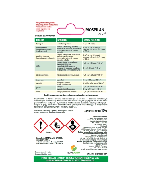 Zdjęcie: Środek owadobójczy Mospilan 20 SP 10 g AGRECOL