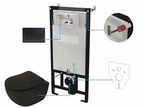 Zestaw podtynkowy - stelaż, przycisk Nero, deska, miska wisząca Peonia Nero DEANTE