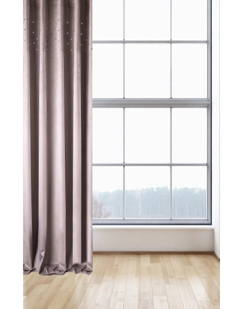 Zdjęcie: Welwetowa zasłona z klejonymi ćwiekami modern chic szaro-złota 140x270 cm CHIC HOME