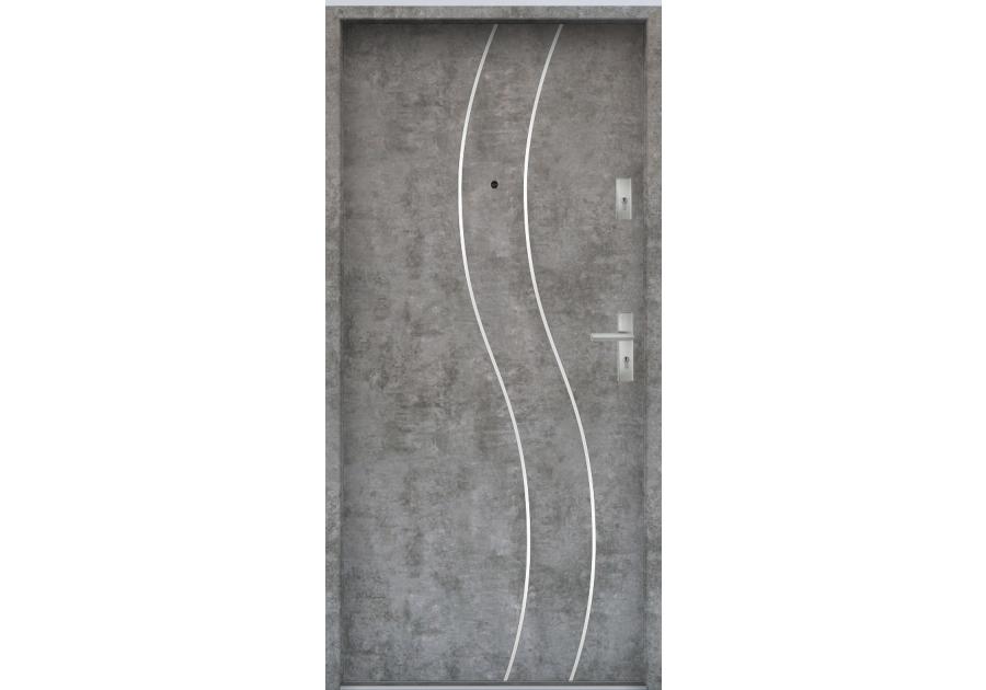 Zdjęcie: Drzwi wejściowe do mieszkań Bastion R-59 Beton srebrny 80 cm (NW) lewe ODP KR CENTER