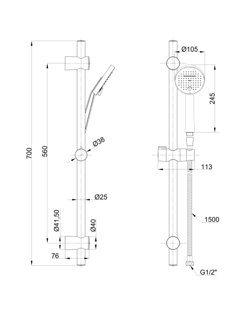 Zdjęcie: Zestaw natryskowy na drążku Moonlight, czarny/Rose Gold INVENA