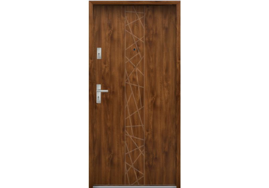 Zdjęcie: Drzwi wejściowe do mieszkań Bastion N-53 Dąb złoty 80 cm prawe ODO KR CENTER