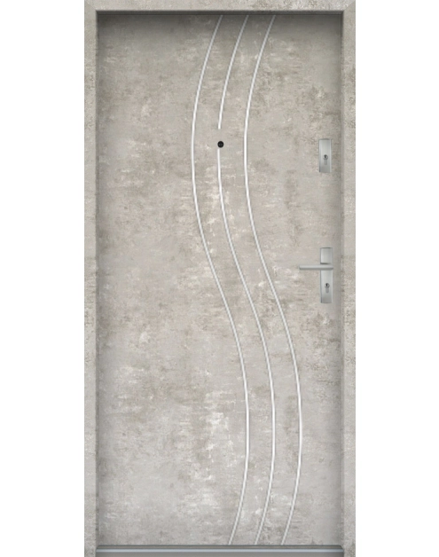 Zdjęcie: Drzwi wejściowe do mieszkań Bastion R-60 Beton naturalny 80 cm (NW) lewe ODR KR CENTER
