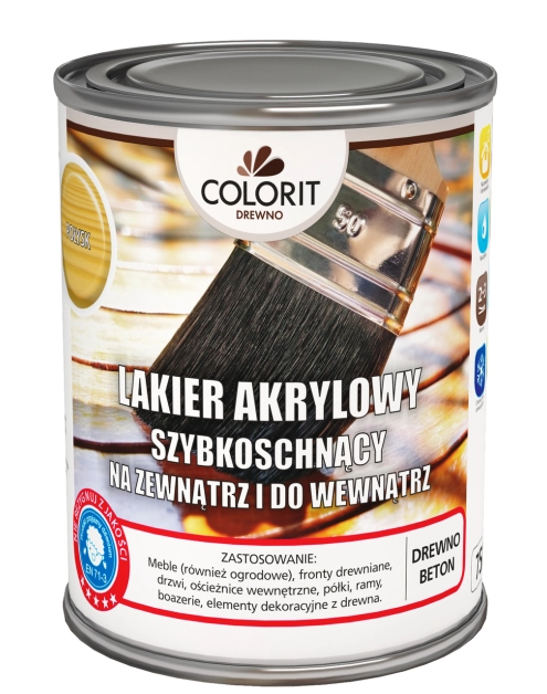 Zdjęcie: Lakier akrylowy szybkoschnący na zewnątrz i do wewnątrz, połysk 750 ml COLORIT