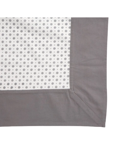 Zdjęcie: Obrus 110x160 cm biały z dekoracją szara rozeta, obszycie szare ALTOMDESIGN