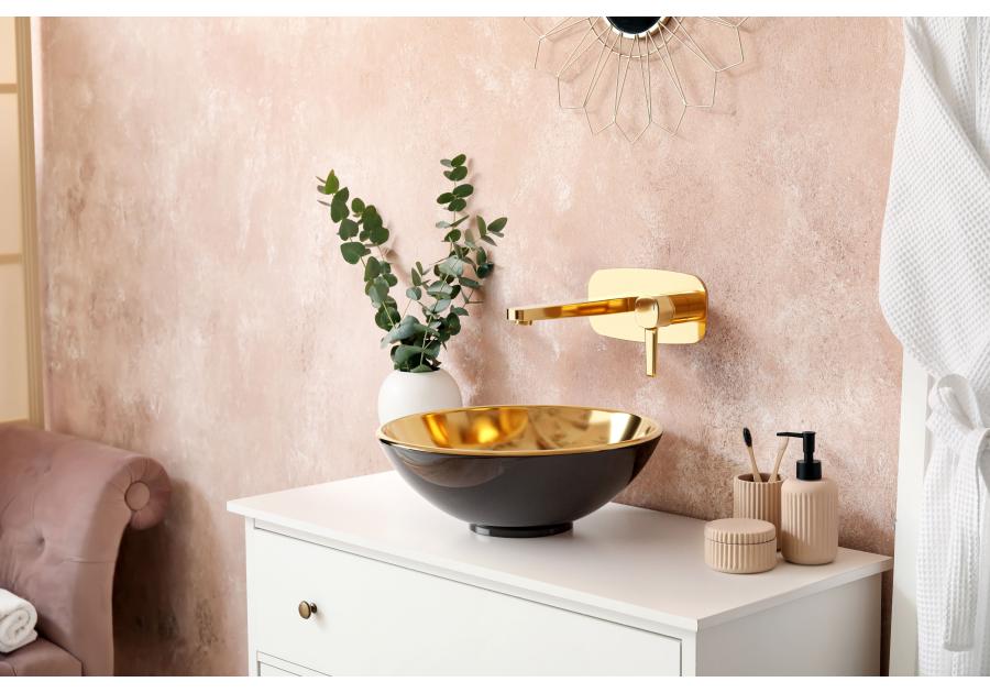 Zdjęcie: Umywalka nablatowa Tinos Trend 39,5 cm czarno-złota INVENA