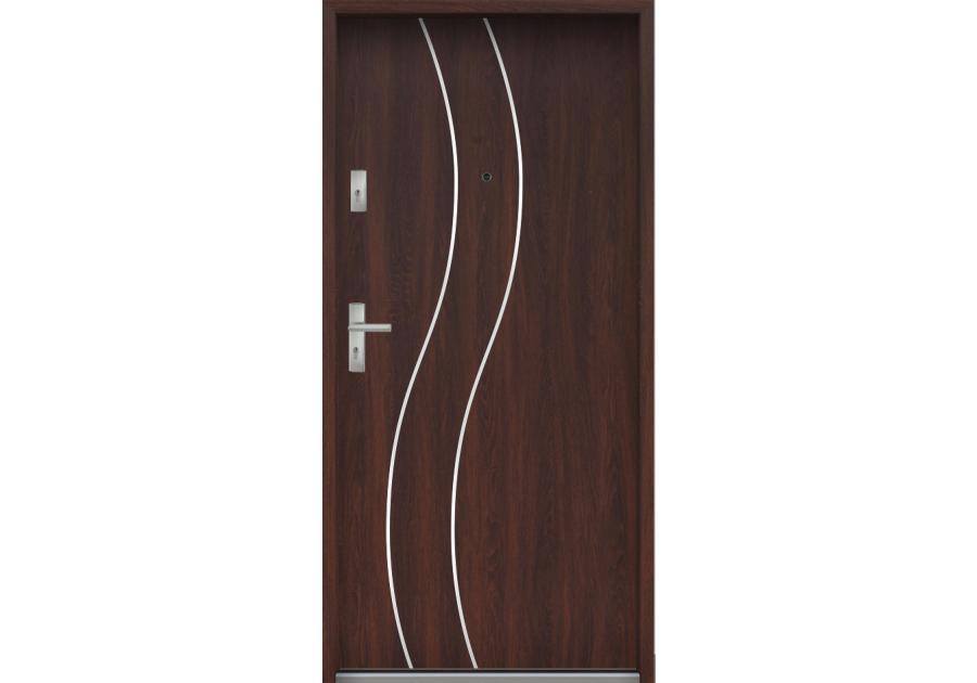 Zdjęcie: Drzwi wejściowe do mieszkań Bastion R-59 Orzech japoński 80 cm prawe ODO KR CENTER