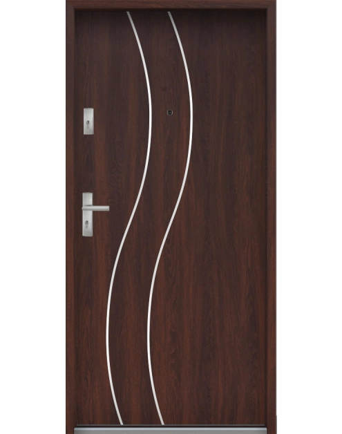 Zdjęcie: Drzwi wejściowe do mieszkań Bastion R-59 Orzech japoński 80 cm prawe ODO KR CENTER