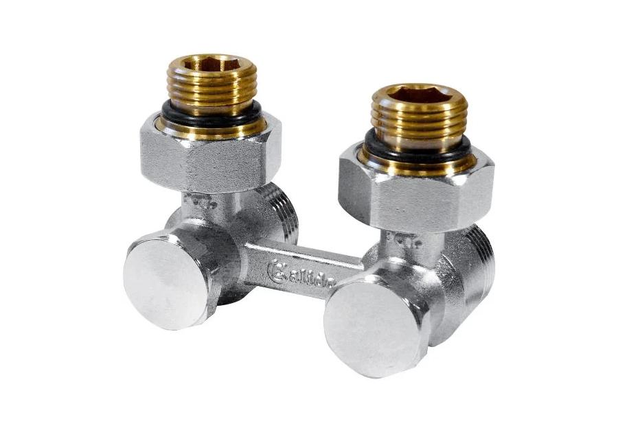 Zdjęcie: Przyłącze grzejnikowe na zawieszce, kątowe 1/2" z mostkiem CALIDO