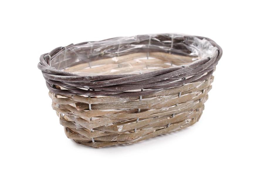 Zdjęcie: Osłonka wiklinowa z folią na kwiaty 22x15x9 cm owalny TIN TOURS