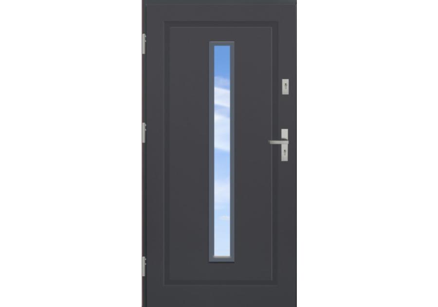 Zdjęcie: Drzwi zewnętrzne stalowo-drewniane Disting Mario 04 Antracyt 80 cm lewe KR CENTER
