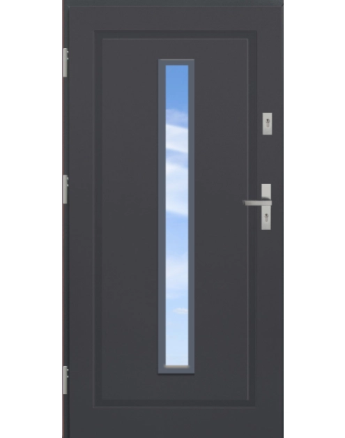 Zdjęcie: Drzwi zewnętrzne stalowo-drewniane Disting Mario 04 Antracyt 80 cm lewe KR CENTER