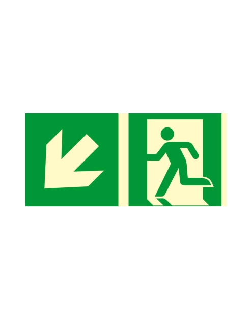 Zdjęcie: Oznaczenie "Kierunek do wyjścia drogi ewakuacyjnej schodami w dół w lewo" 15x30 cm METRO