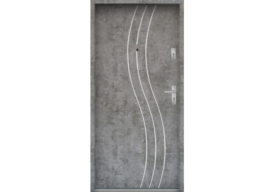 Zdjęcie: Drzwi wejściowe do mieszkań Bastion R-60 Beton srebrny 80 cm (NW) lewe ODR KR CENTER