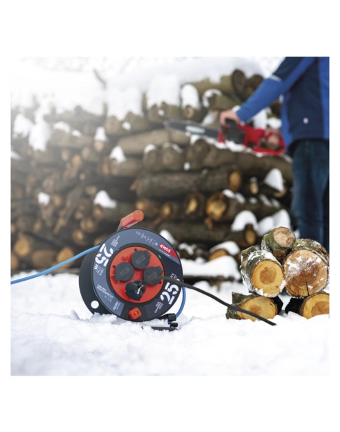 Zdjęcie: Przedłużacz zwijany mrozoodporny 25 m, 4 gniazda, niebieski, silikon, 230 V, 1,5 mm2 EMOS