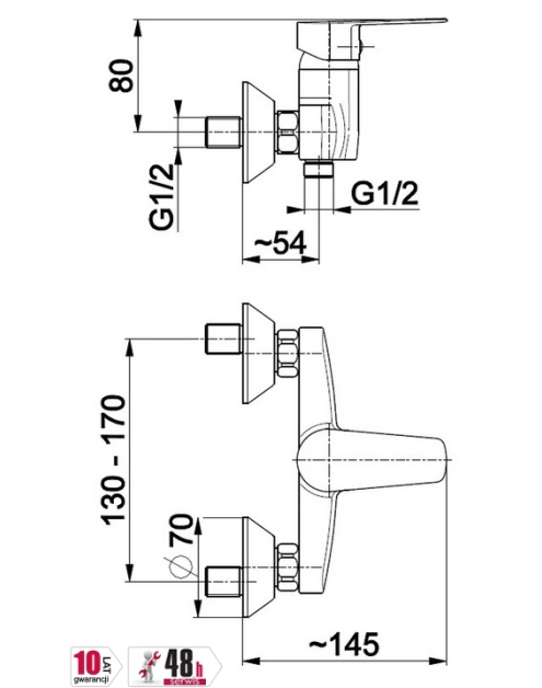 Zdjęcie: Bateria natryskowa Sofit ścienna KFA