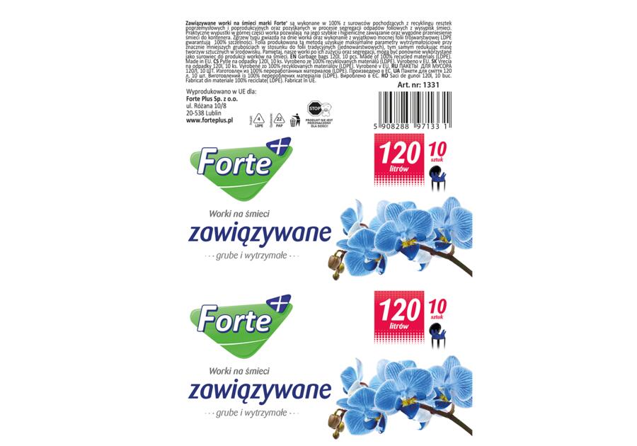 Zdjęcie: Worki na śmieci zawiązywane  LDPE 120 L - 10 szt. FORTE+