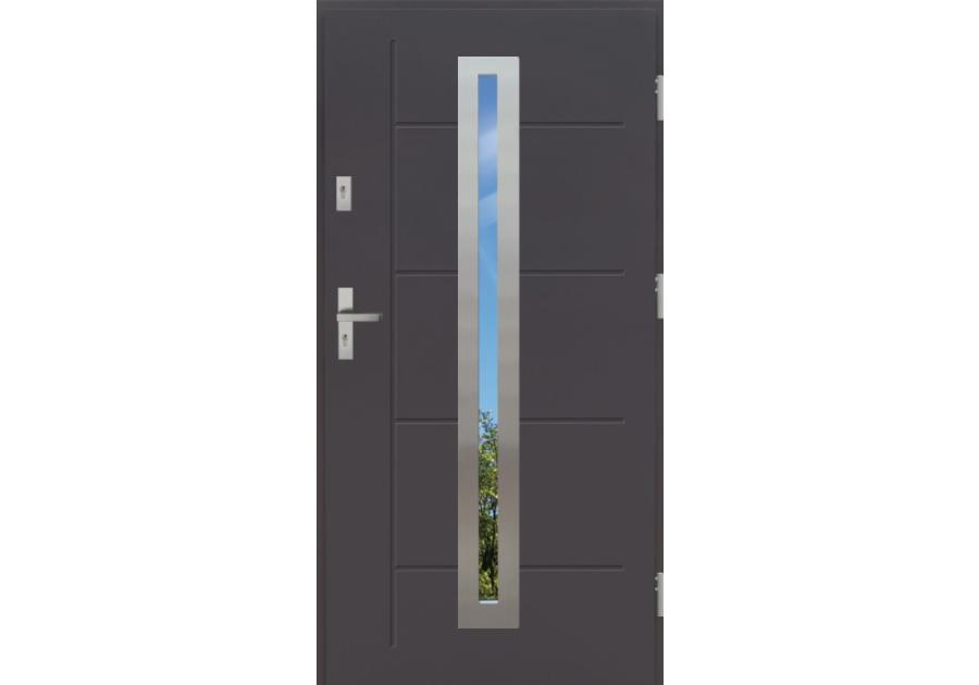 Zdjęcie: Drzwi zewnętrzne stalowo-drewniane Disting Nicolo 04 Antracyt 90 cm prawe KR CENTER