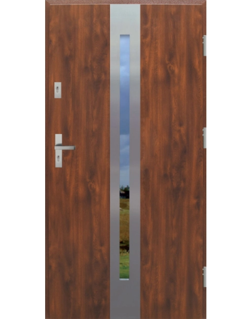 Zdjęcie: Drzwi zewnętrzne stalowo-drewniane Disting Otello 08 Dąb złoty 100 cm prawe KR CENTER