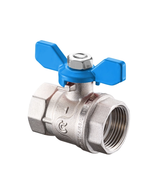 Zdjęcie: Zawór kulowy w/w 3/4" z motylkiem niebieskim, pełen nikiel CALIDO